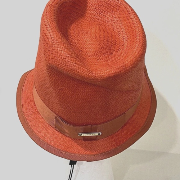 Burberry Unique 100% Paper Yarn Straw Hat Red Size S/M 54-57 20095